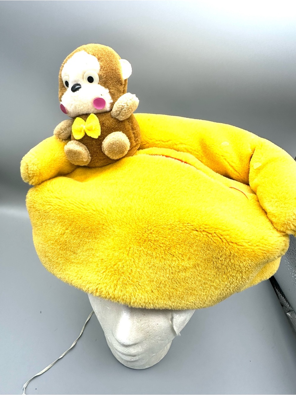 Vintage Osaru no Monkichi Sanrio Banana Plush Hat Flaw